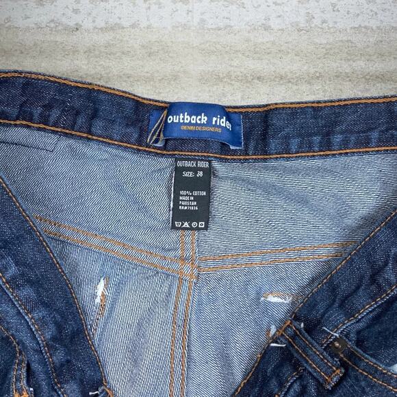 Vintage Skater Wide Leg Jean Shorts Outback Rider Dark Wash Baggy 14" Inseam Y2K - Picture 4 of 7